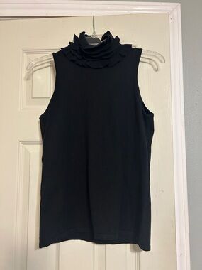 Lauren Ralph Lauren silk blend  high ruffle neck sleeveless top